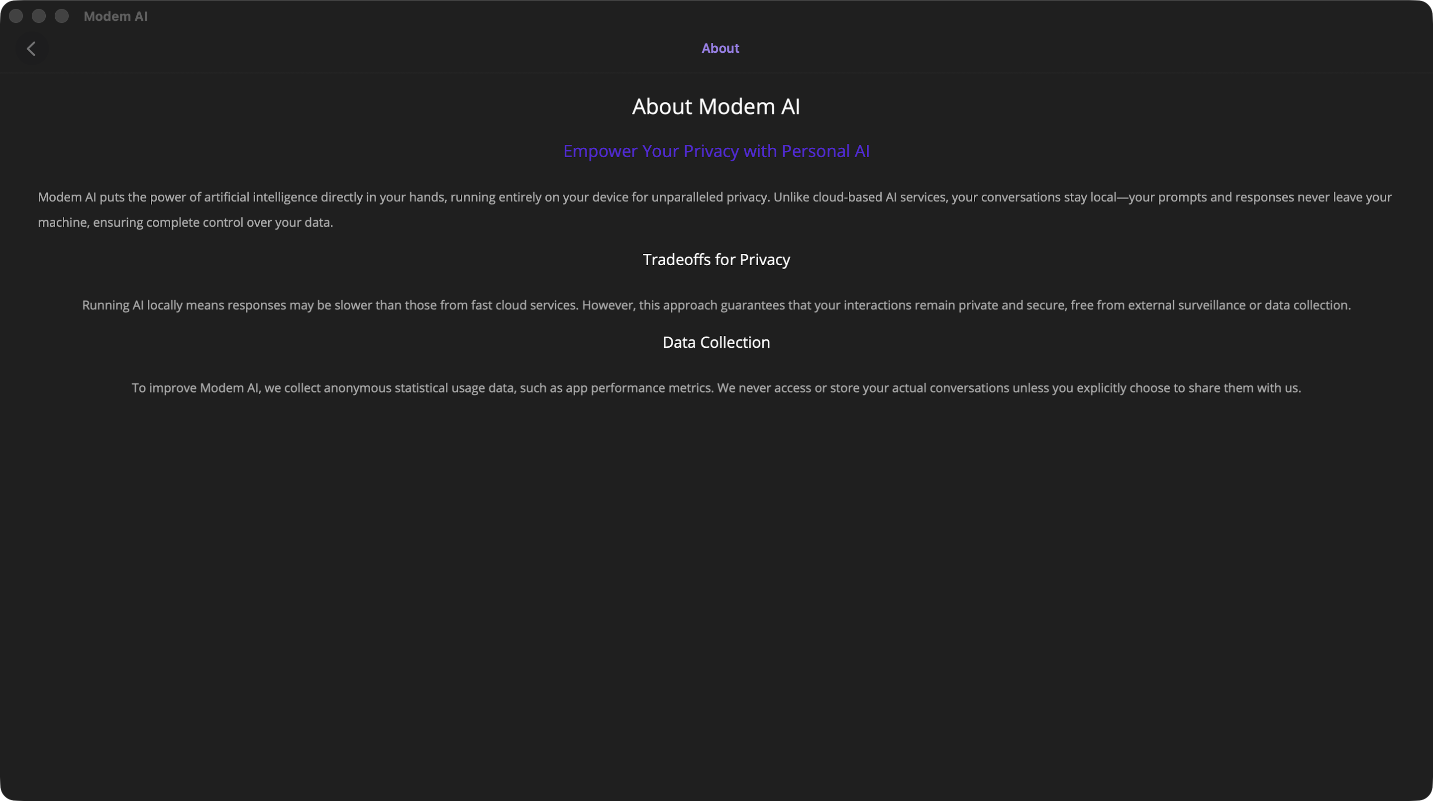 Modem AI About Page